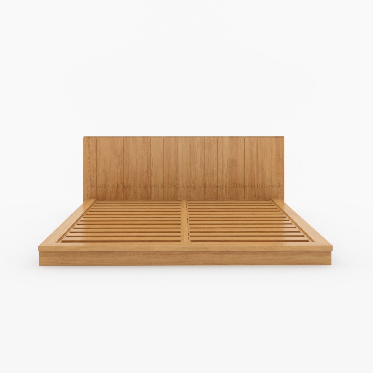 Sierra Vista Teak Wood Platform Bed with Vertical Slat Headboard - detail view 5