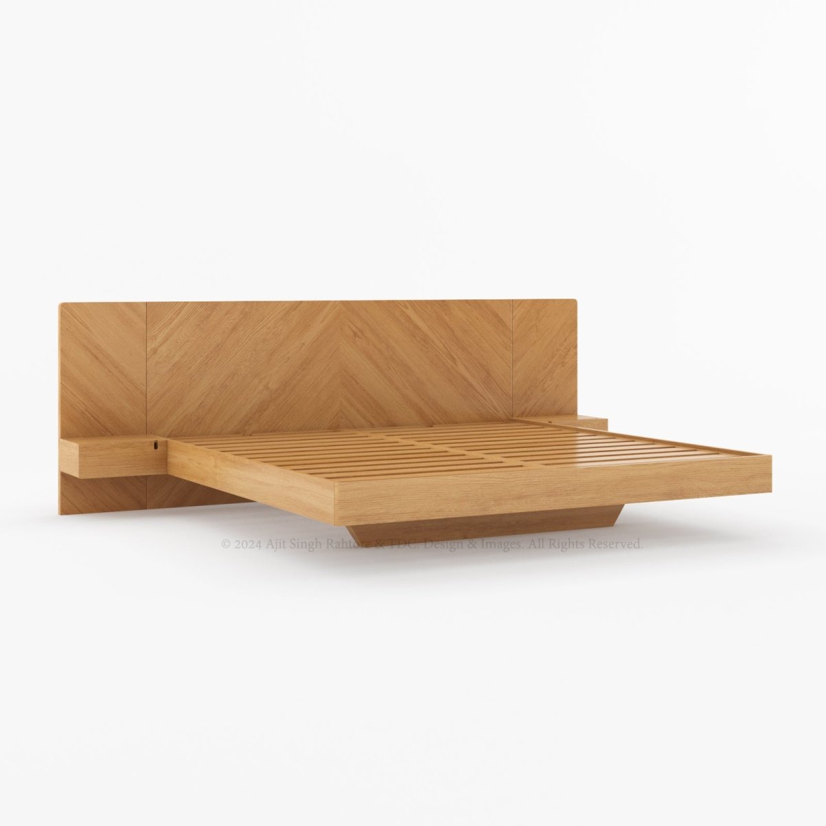 Hollywood Teakwood Floating Bed with End Tables - detail view 7