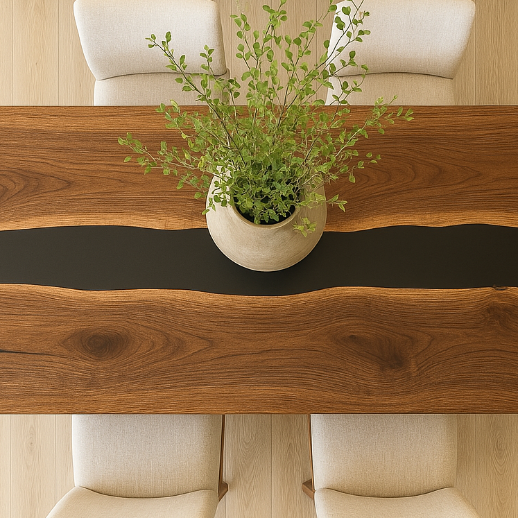 Epoxy Walnut Dining Table - detail view 7