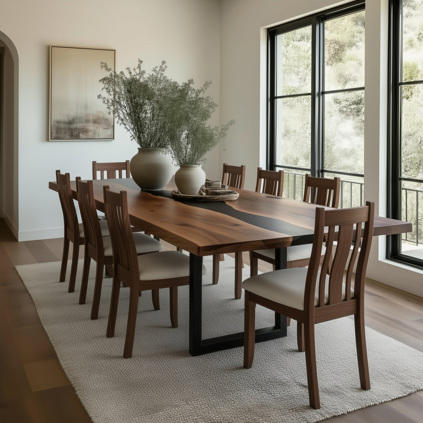 Epoxy Walnut Dining Table - detail view 5