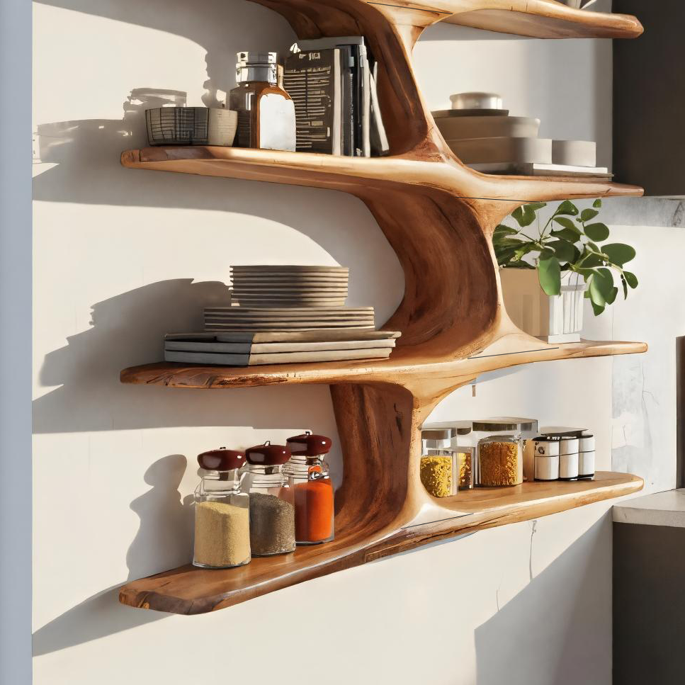 Handmade Live Edge Wall Shelf for Kitchen - detail view 4