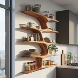 Handmade Live Edge Wall Shelf for Kitchen