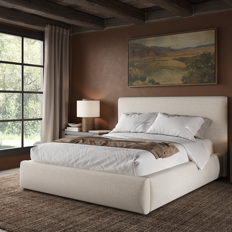 Quinky Bed - Linen Padded Headboard Bed
