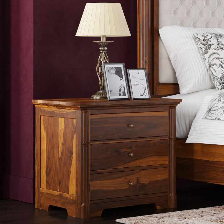 Abilene Solid Wood Three - Drawer Large Nightstand