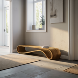 Modern Organic Curved Bench for Hallway Furniture Accent