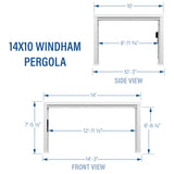 14X10 Windham Modern Steel Pergola with Sail Shade Soft Canopy