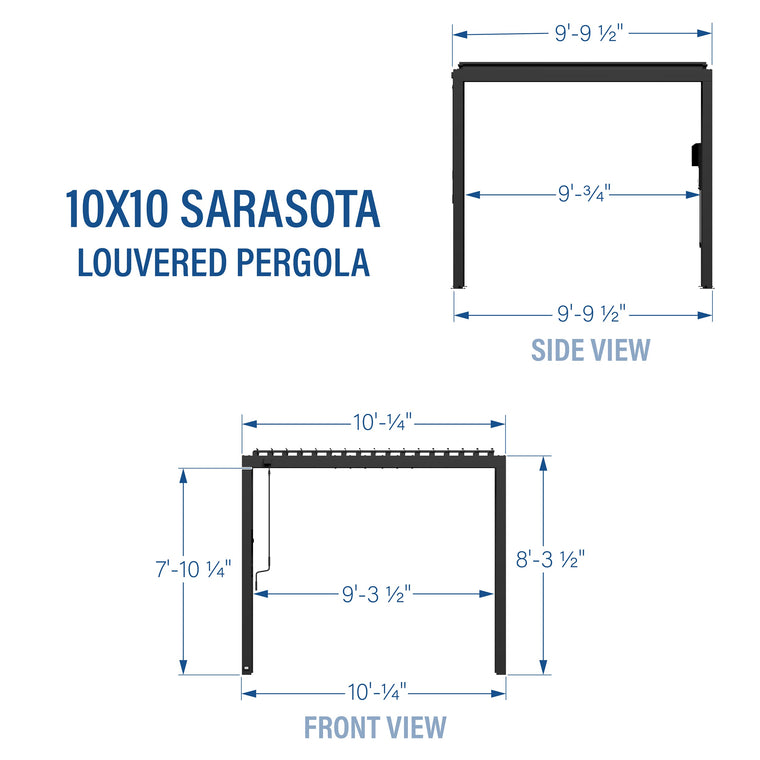10X10 Sarasota Steel Louvered Pergola - alternate view
