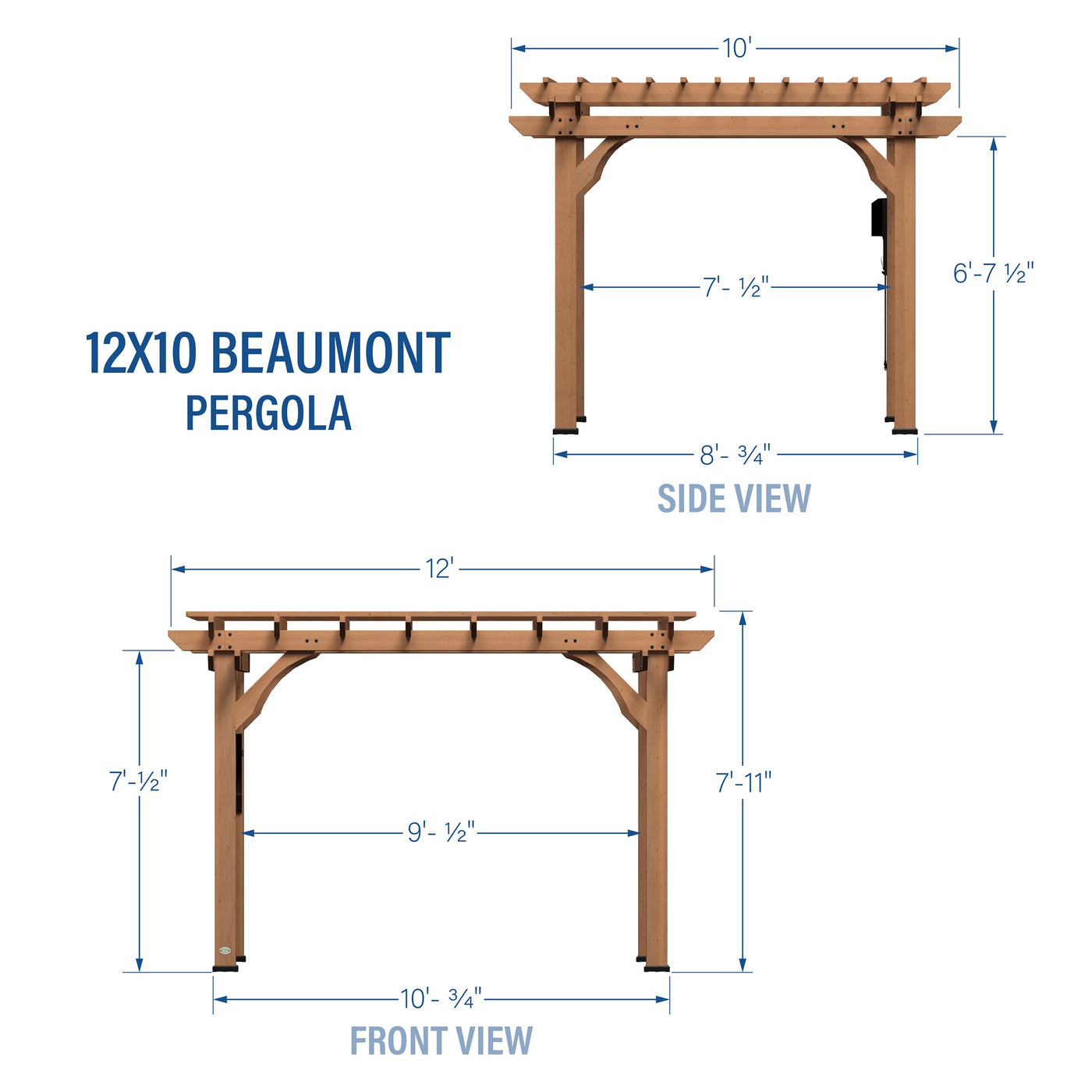 12X10 Beaumont Pergola - alternate view