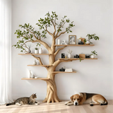 Custom Hanging Oak Tree-Shaped Bookshelf