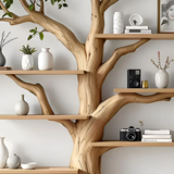 Custom Hanging Oak Tree-Shaped Bookshelf