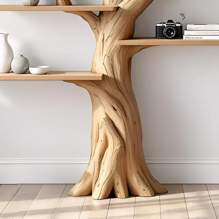 Custom Hanging Oak Tree-Shaped Bookshelf - alternate view