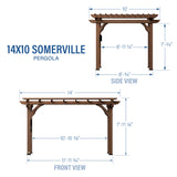 14X10 Somerville Pergola - Walnut Stain