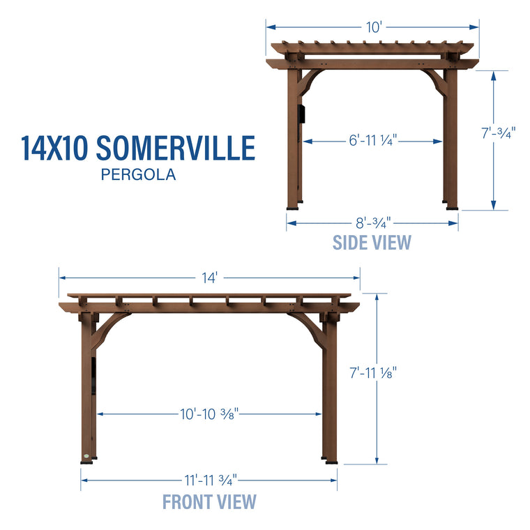 14X10 Somerville Pergola - Walnut Stain - alternate view