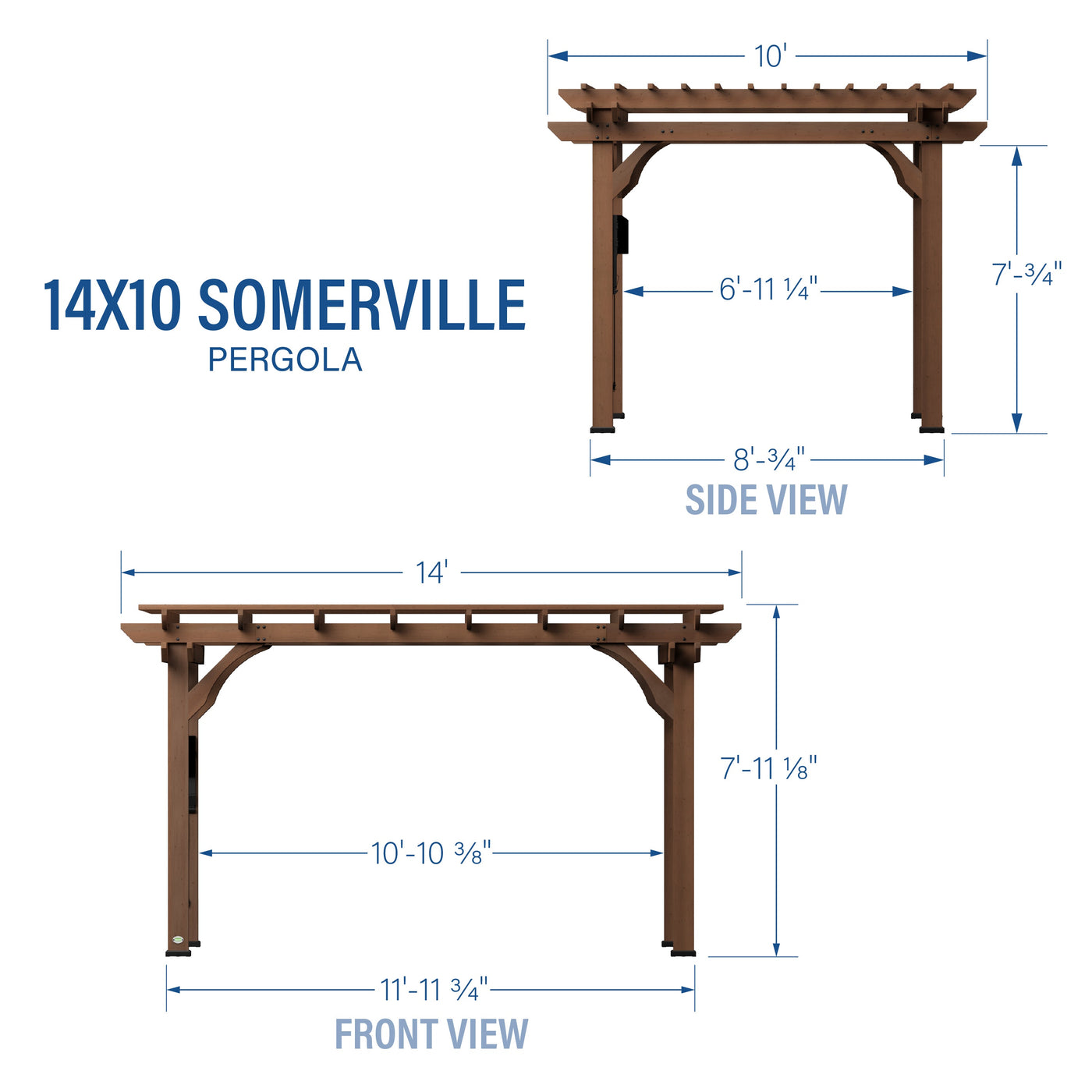 14X10 Somerville Pergola - Walnut Stain - alternate view