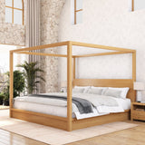 Orlando Solid Wood Canopy Platform Bed with Tall Headboard