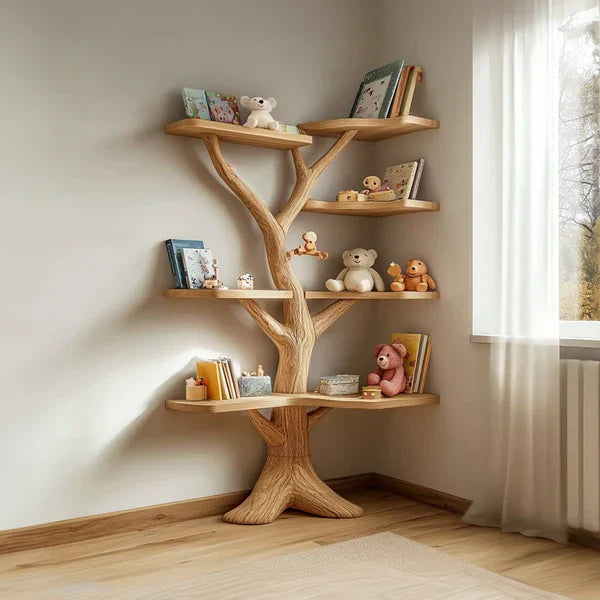 Rustic Solid Wood Tree Bookshelf for Kids - SINLKITB528
