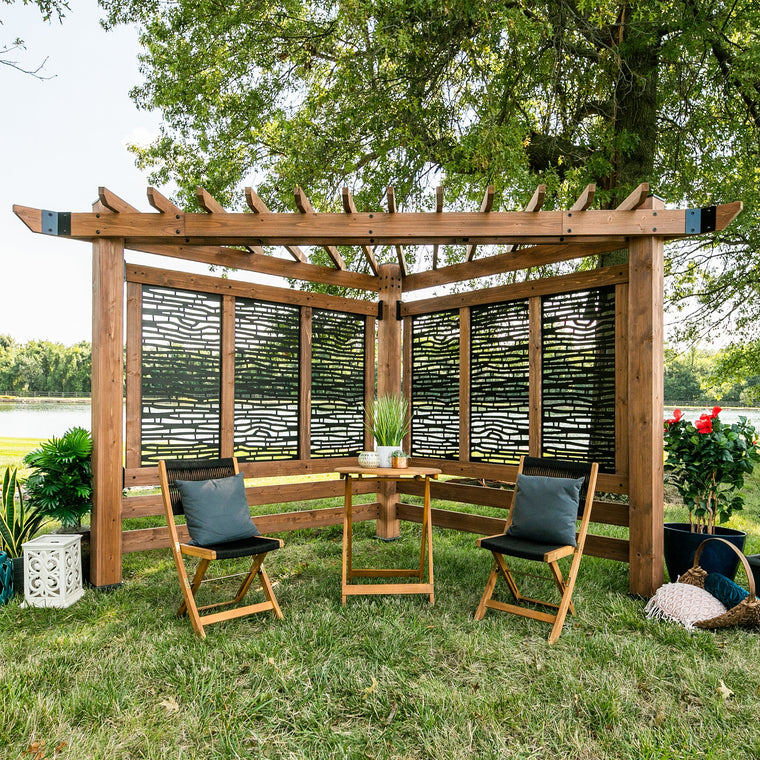 Verona Corner Pergola - Bamboo Panels