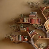 Solid Driftwood Wall Bookshelf Tree Branch Bookshelf Rustic Wooden Decor