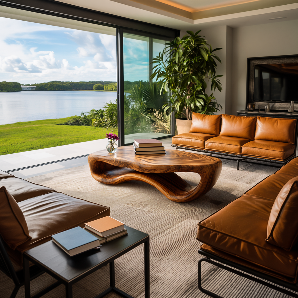 Artistic Wooden Coffee Table Curved for Modern Interior - detail view 5