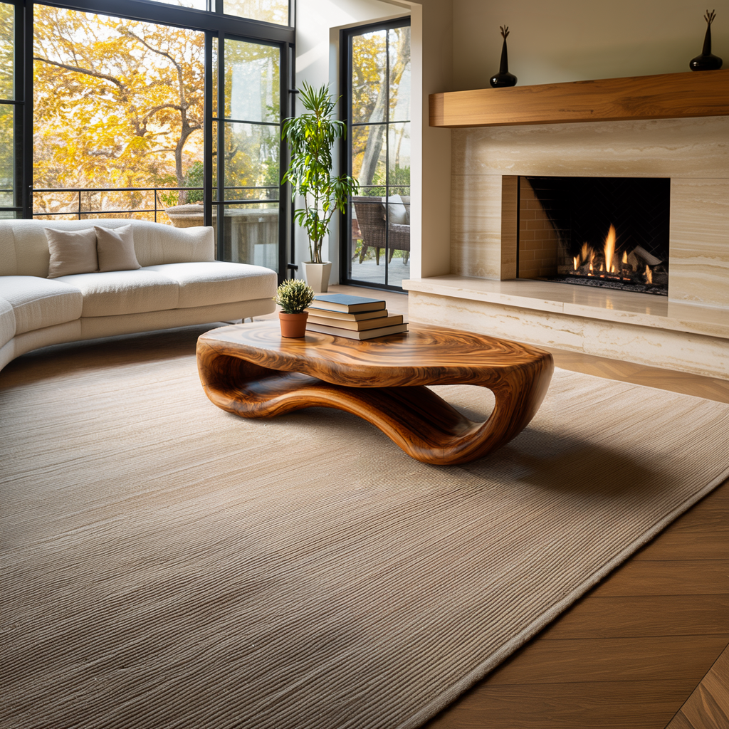 Artistic Wooden Coffee Table Curved for Modern Interior - alternate view