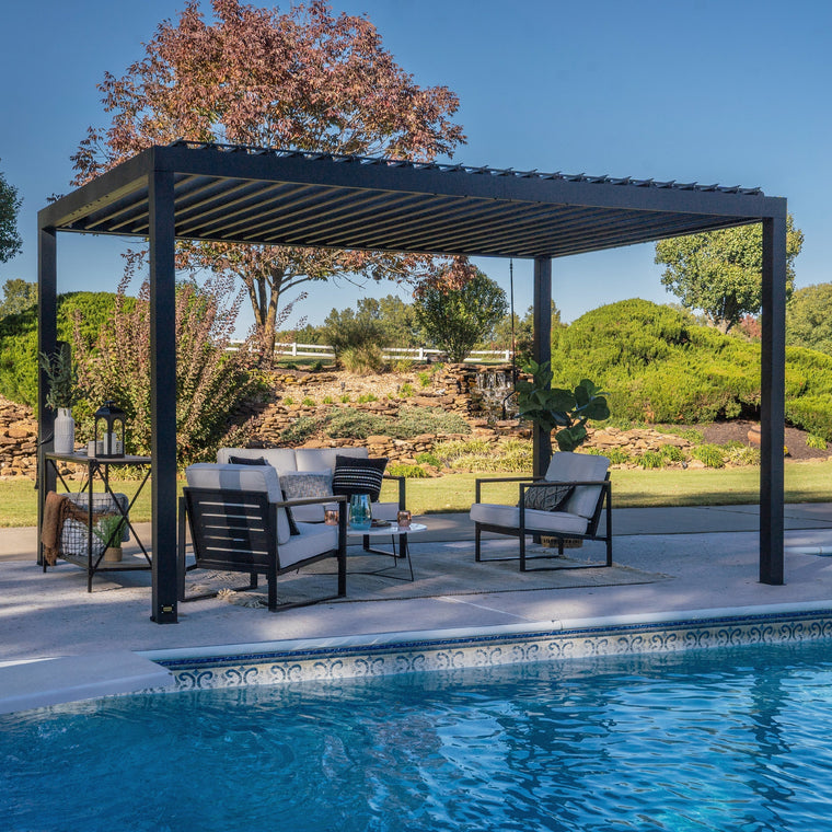 14X10 Sarasota Steel Louvered Pergola