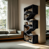 Sculptural Wooden Wall Bookcase for Modern Bedroom