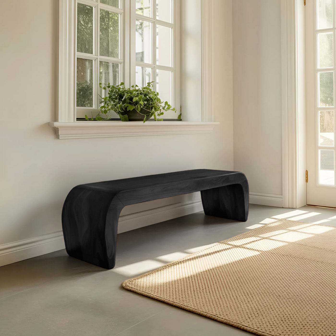 Contemporary Bench with Curved Design for Entryway - detail view 7