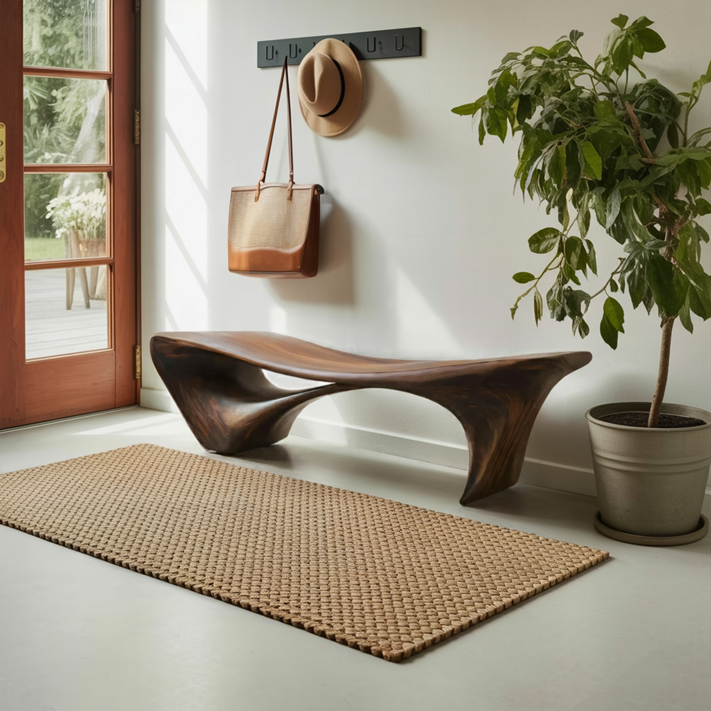 Modern Sculptural Bench for Entryway or Living Room - detail view 5