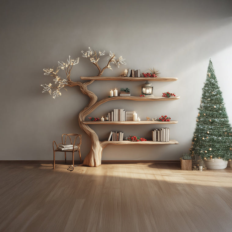 Handcrafted Tree Bookshelf - Rustic Wooden Wall - Mounted Bookcase for Home Decor - alternate view