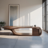 Modern Sculptural Coffee Table with Curved Design for Home Office