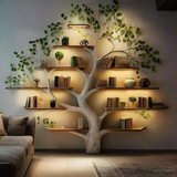 Handmade Wooden Tree Bookshelf - Natural Wood Wall Bookcase