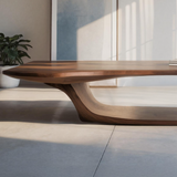Modern Sculptural Coffee Table with Curved Design for Home Office