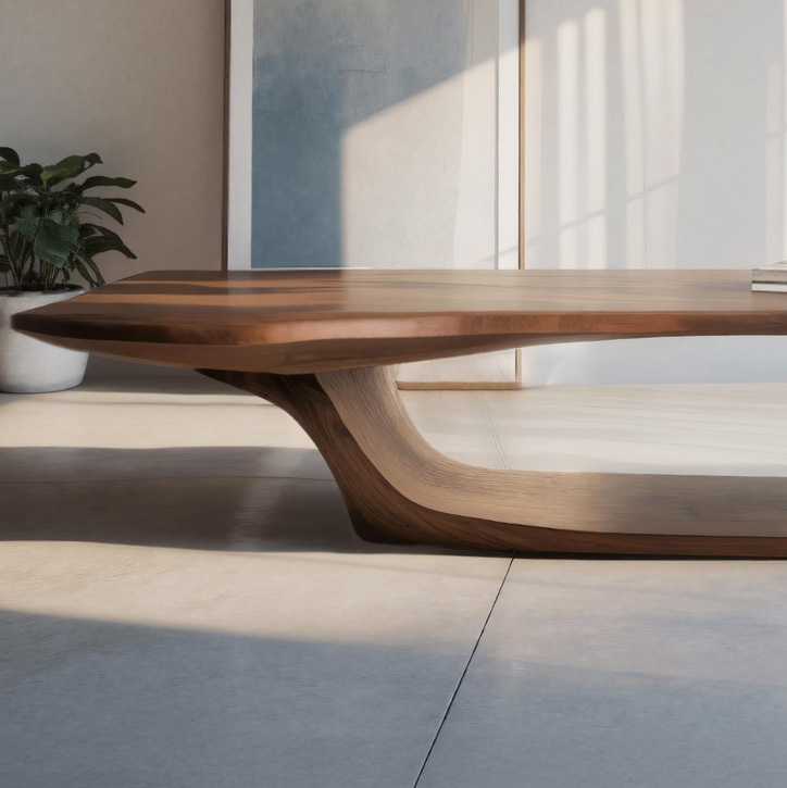 Modern Sculptural Coffee Table with Curved Design for Home Office - detail view 3