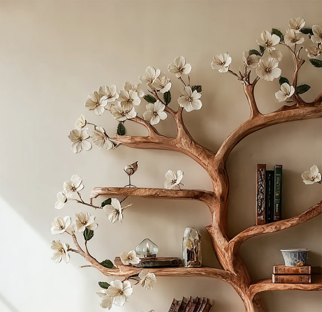 Rustic Wooden Tree Bookshelf - Handmade Bookcase for Home Decor & Book Lovers - alternate view