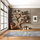 Rustic Tree Shaped Wooden Bookshelf with Branch Design for Living Room or Home Library