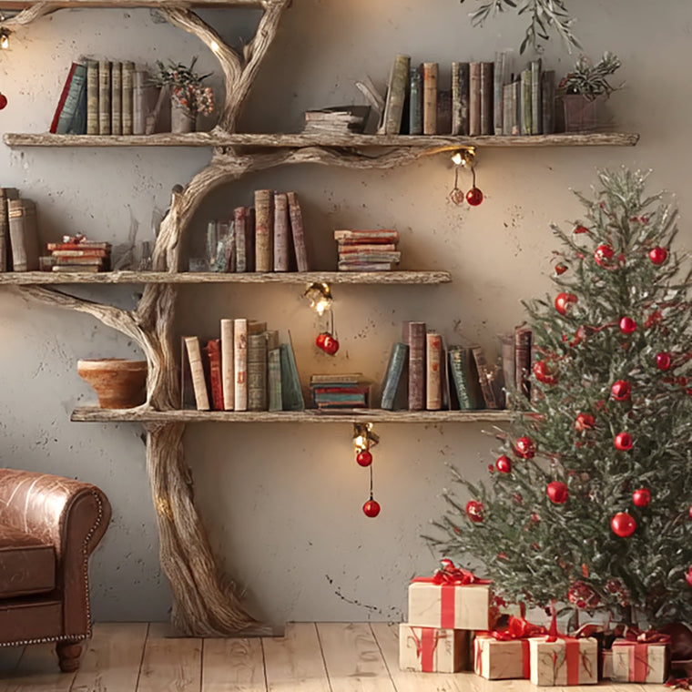 Tree Branch Bookshelf - Floating Wooden Wall Shelf Live Edge Design - alternate view