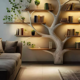 Handmade Wooden Tree Bookshelf - Natural Wood Wall Bookcase