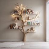 Tree Kids Bookshelf - Handmade Natural Wood Shelf for Baby Room Decor