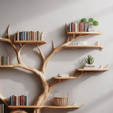Handmade Tree Bookshelf - Wooden Tree Bookcase - Rustic Wall Shelf for Home Decor