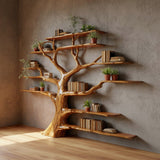 Tree Bookshelf - Rustic Wooden Book Tree Shelf - Wall - Mounted Natural Wood Décor
