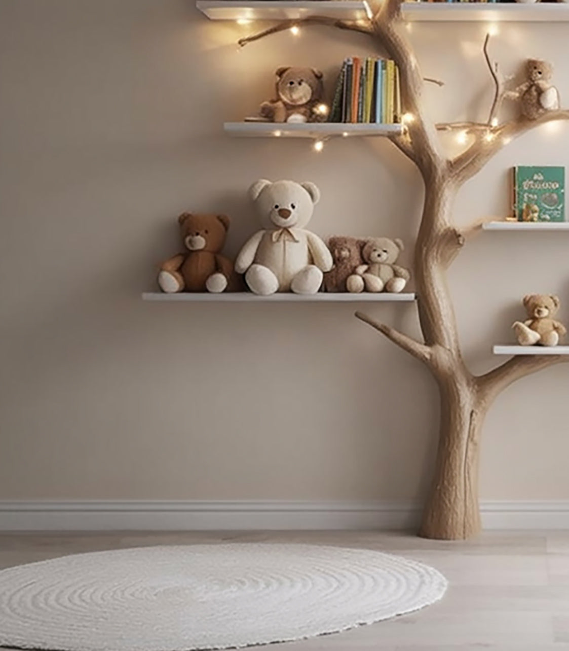 Tree Kids Bookshelf - Handmade Natural Wood Shelf for Baby Room Decor - detail view 3
