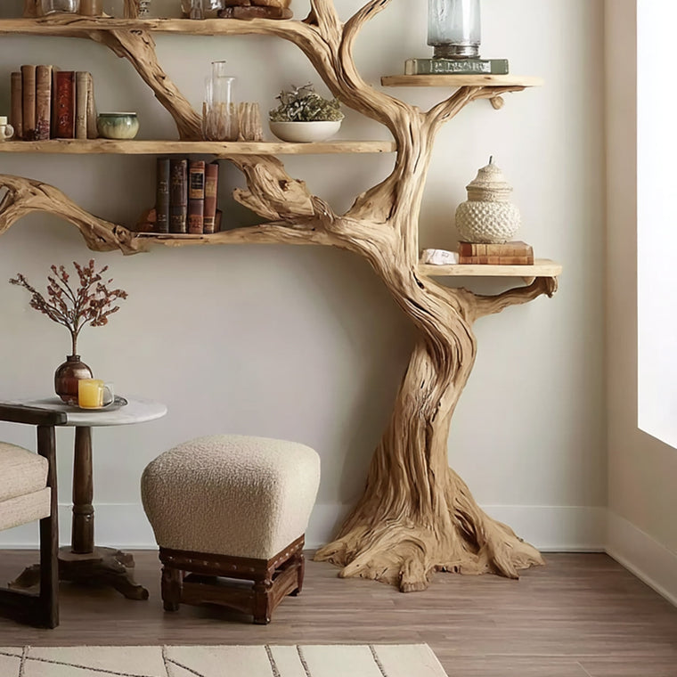 Handmade Tree Bookshelf - Large Wooden Branch Bookcase for Rustic Home Decor - alternate view