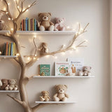 Tree Kids Bookshelf - Handmade Natural Wood Shelf for Baby Room Decor