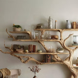 Handmade Tree Bookshelf - Large Wooden Branch Bookcase for Rustic Home Decor