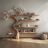 Handcrafted Tree Bookshelf - Rustic Wooden Wall - Mounted Bookcase for Home Decor