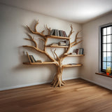 Handcrafted Tree Branch Bookshelf: Custom Wall - Mounted Floating Shelf