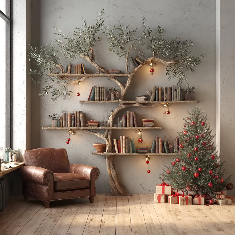 Tree Branch Bookshelf - Floating Wooden Wall Shelf Live Edge Design