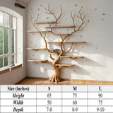 Solid Wood Tree Branch Floating Wall Bookshelf
