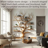 Solid Wood Tree Branch Floating Wall Bookshelf