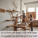 Solid Wood Tree Branch Floating Wall Bookshelf